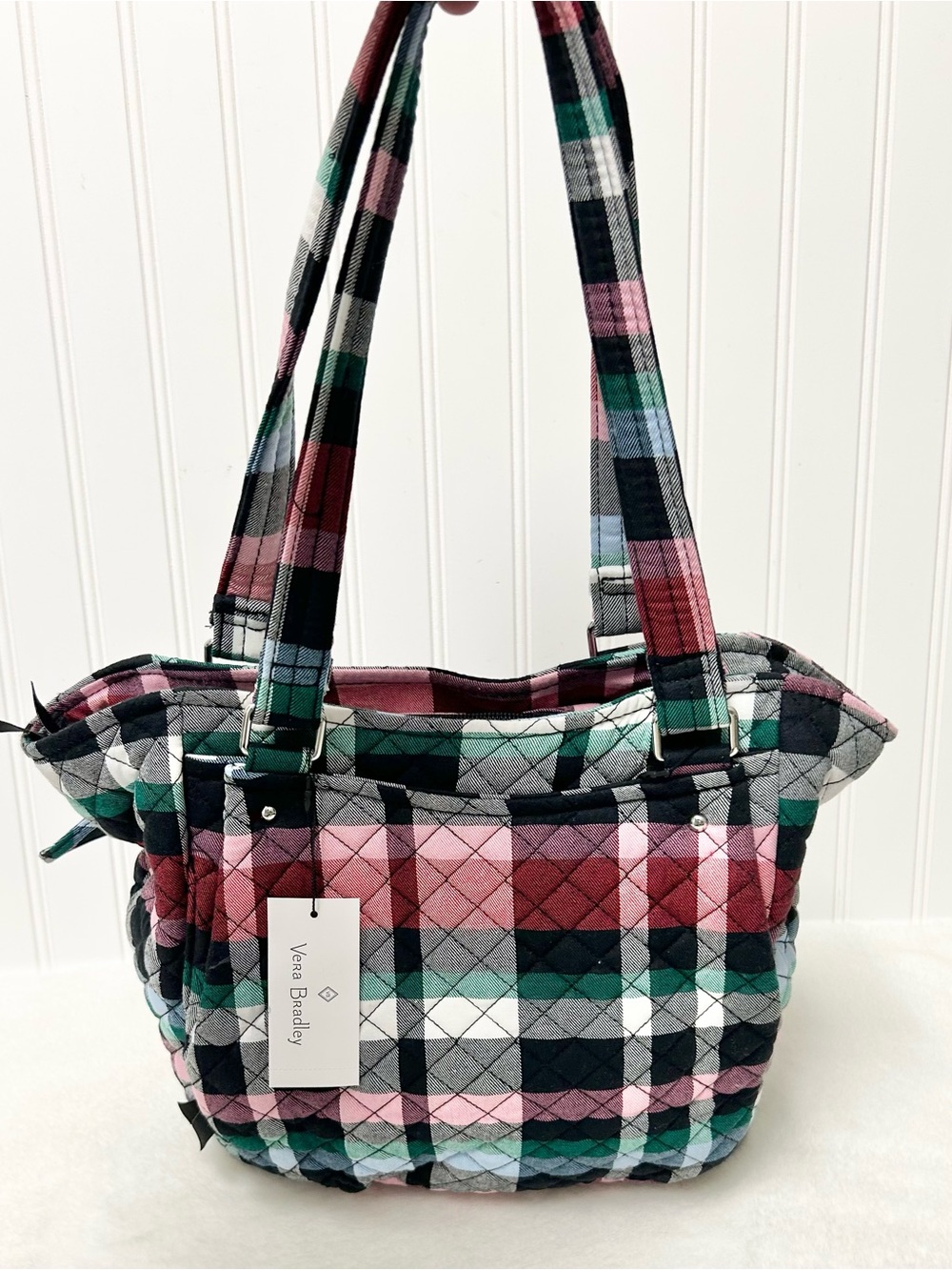 Vera Bradley Ribbons Plaid Glenna Satchel NWT